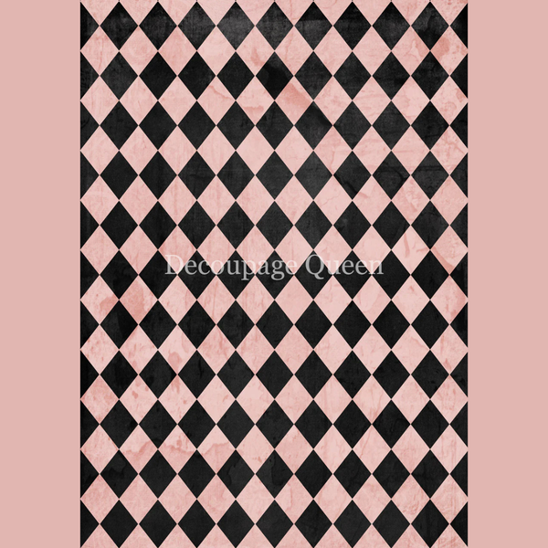 Pink and Black Harlequin A4 or A3 Rice Paper