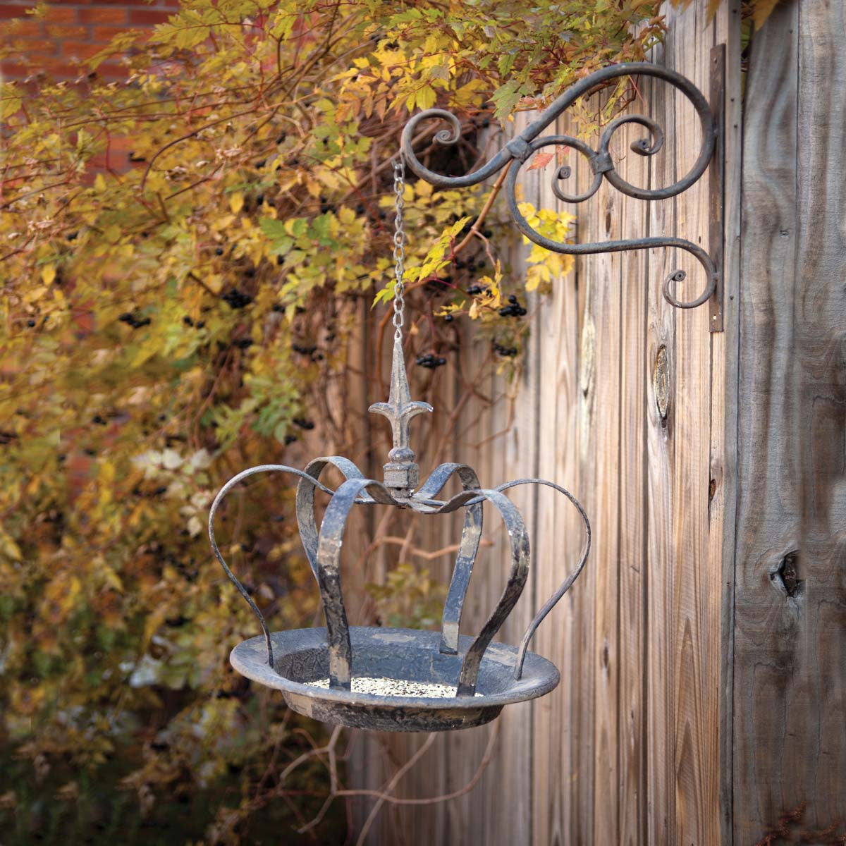 Hanging Crown Bird Feeder with Metal Wall Bracket {Special Order}