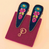 Navy Vintage Floral Embroidered Hair Clips