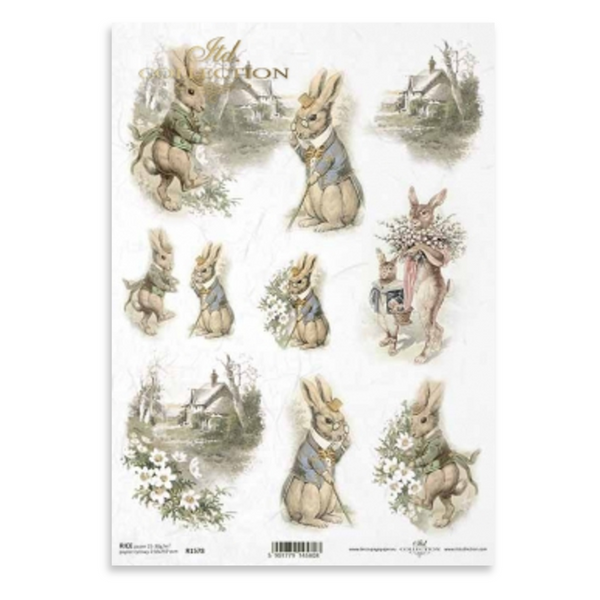 Established Bunnies A4 Decoupage Rice Paper