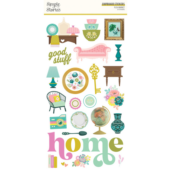 Flea Market Chipboard Stickers 6x12 {clearance}