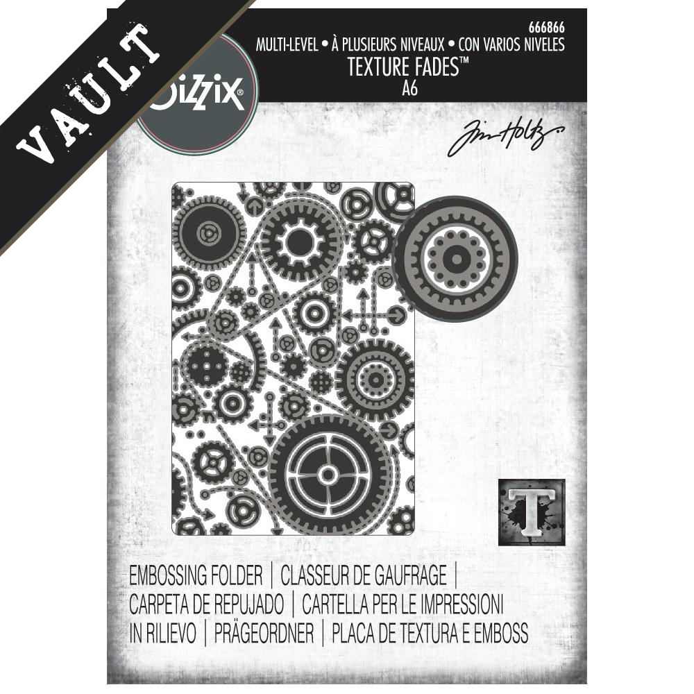 Gears Texture Fades Embossing Folder | Tim Holtz 2025 Vault Release