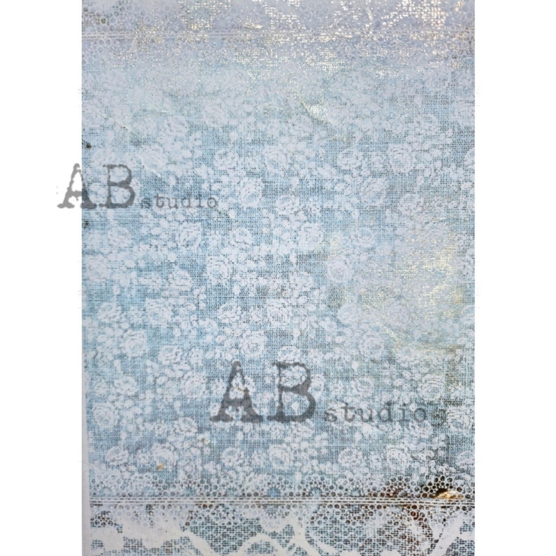 Blue & White Gilded Rose A4 Rice Paper