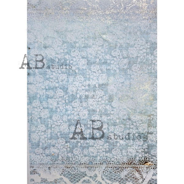 Blue & White Gilded Rose A4 Rice Paper
