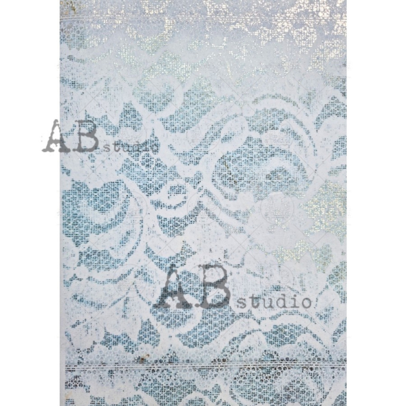 Blue & White Gilded Lace A4 Rice Paper