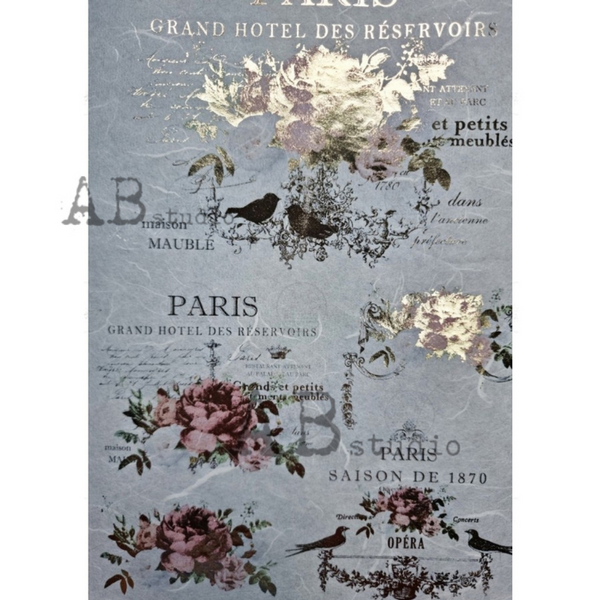 Large Full Gilded Rose Labels A4 Rice Paper