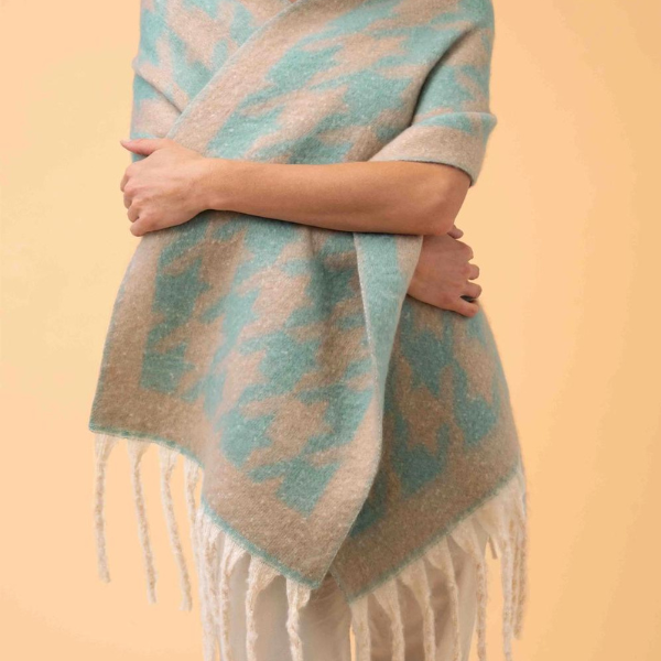 Aqua & Taupe Harper Cosy Scarf