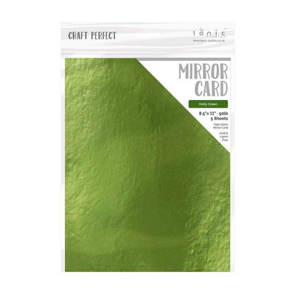 Holly Green Mirror Cardstock | 8.5x11 {5pk}