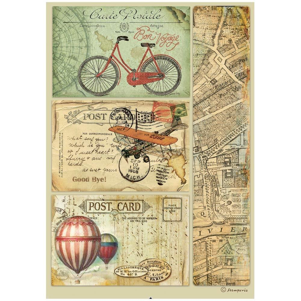 Around the World Postcard A4 Decoupage Paper