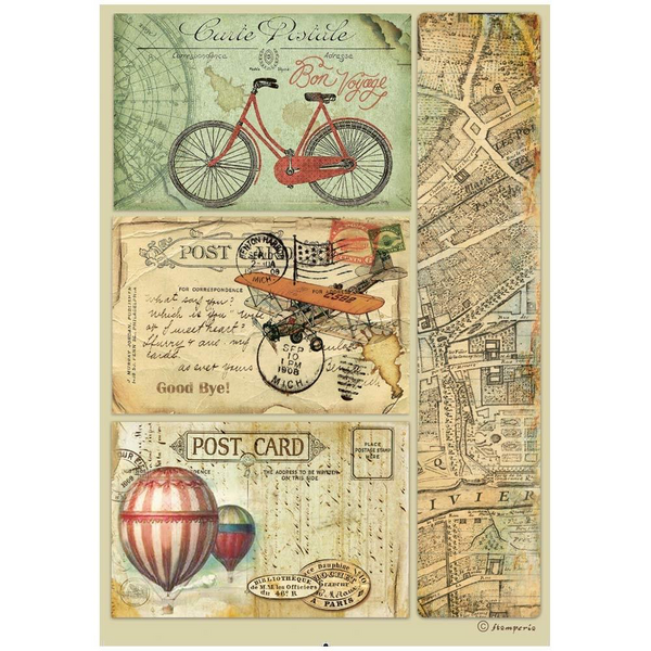 Around the World Postcard A4 Decoupage Paper