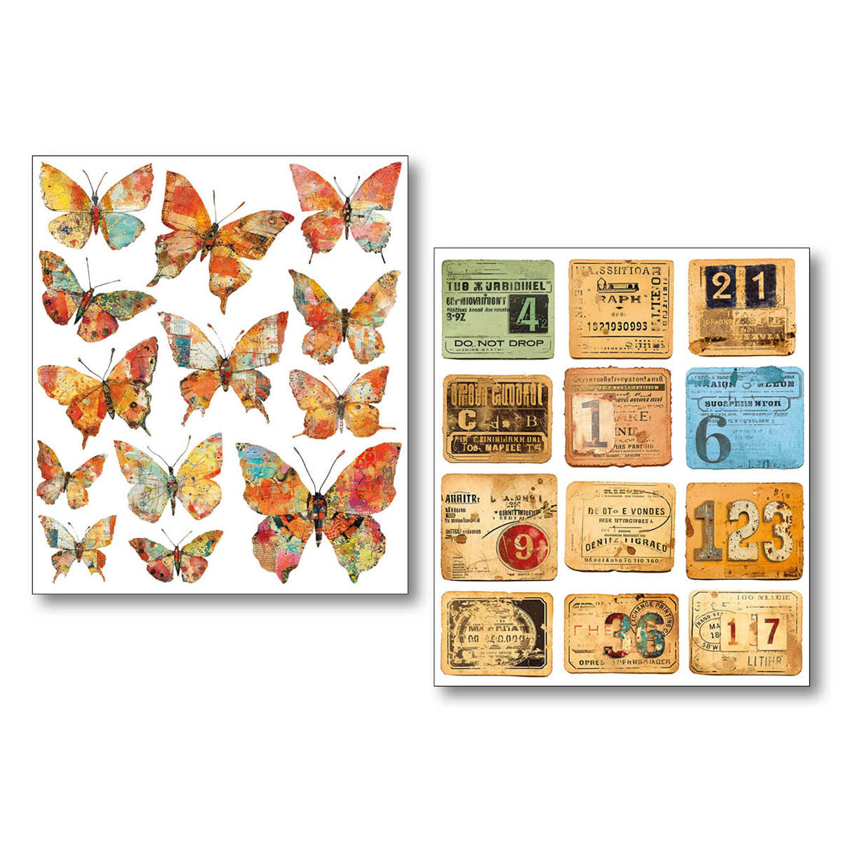 Grungy Tags Mixed Media Sticker Set