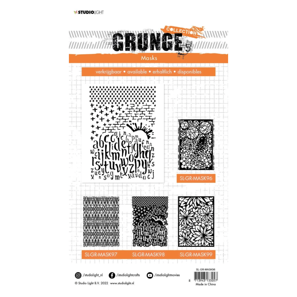 Letters and Texture Stencil Mask No.98 | Grunge Collection