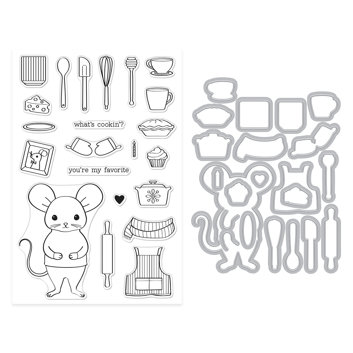 What’s Cookin’? Stamp / Stamp + Cut Set | Retro Kitchen