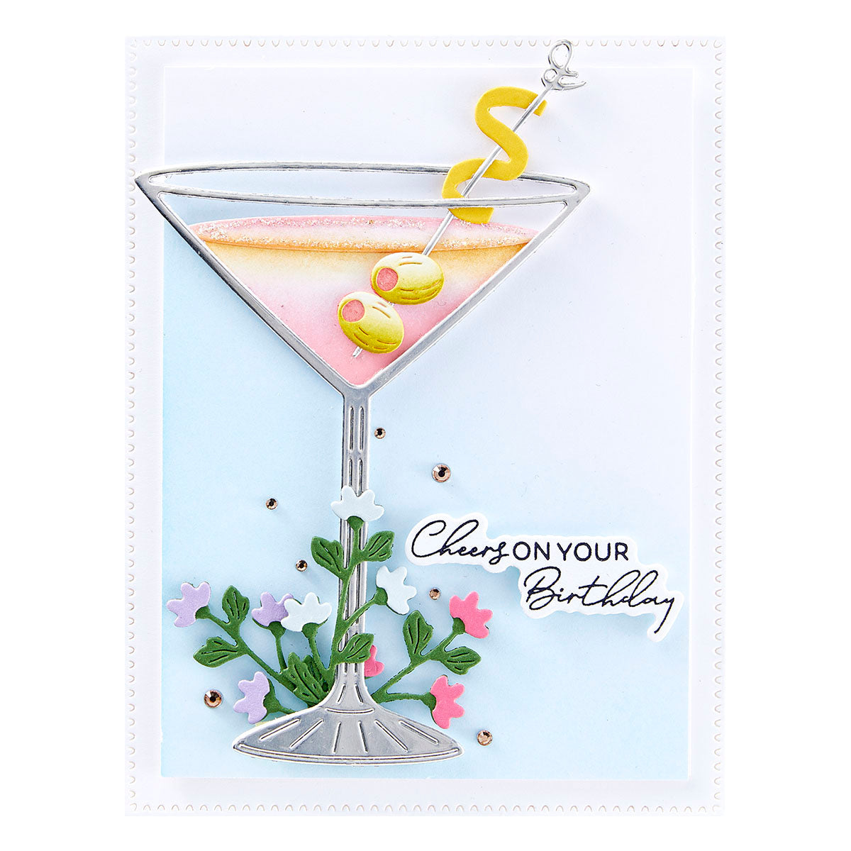 Olive Martinis Etched Dies | Happy Hour