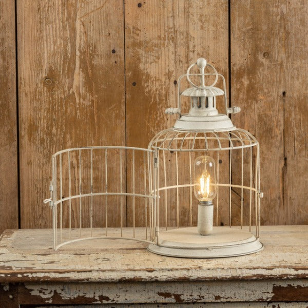 White Bird Cage LED Lantern