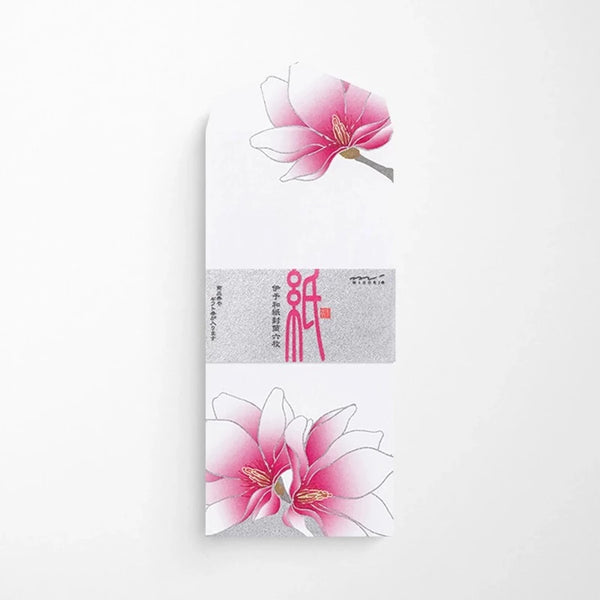 Silk Printed Pink Magnolia Envelopes