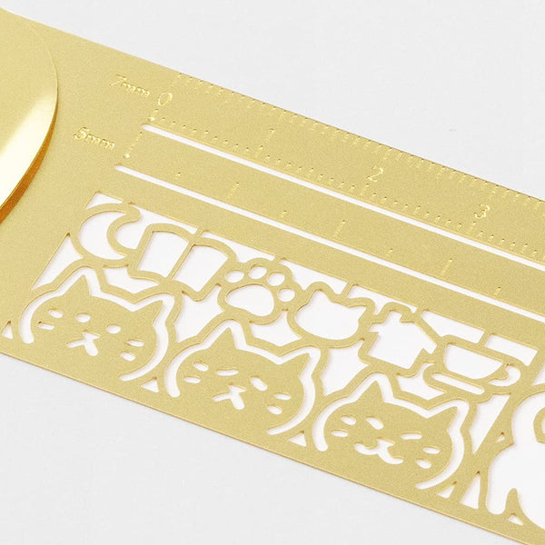 Cats Stencil Brass Clip Ruler | Midori