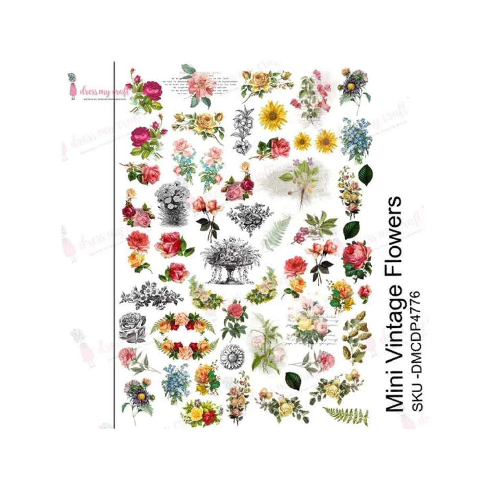 Mini Vintage Flowers Transfer Sheet