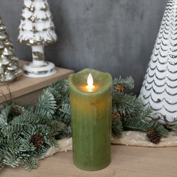Green Moving Flame Pillar Candles {multiple sizes}