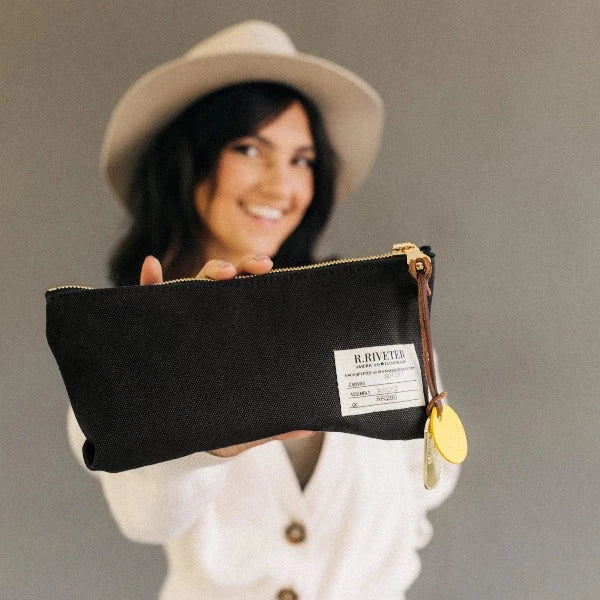 LUCY | SIGNATURE BLACK CANVAS ZIPPER POUCH