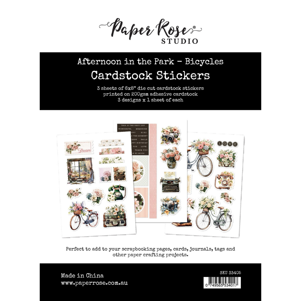 Afternoon in the Park Bicycles 6x8 Cardstock Sticker Set