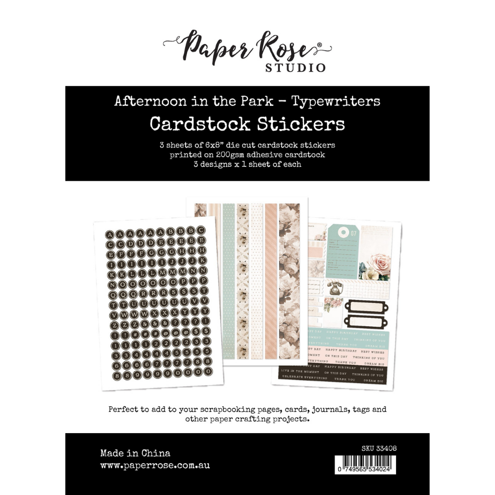 Afternoon in the Park Typewriters 6x8 Cardstock Sticker Set