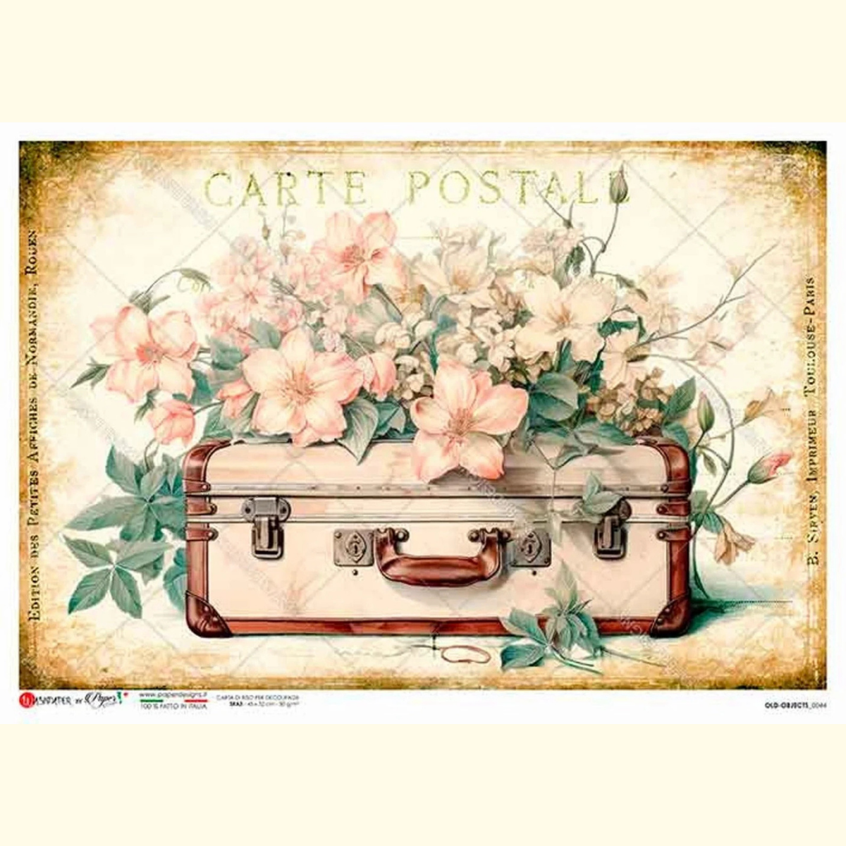 Floral Suitcase A4 Rice Paper