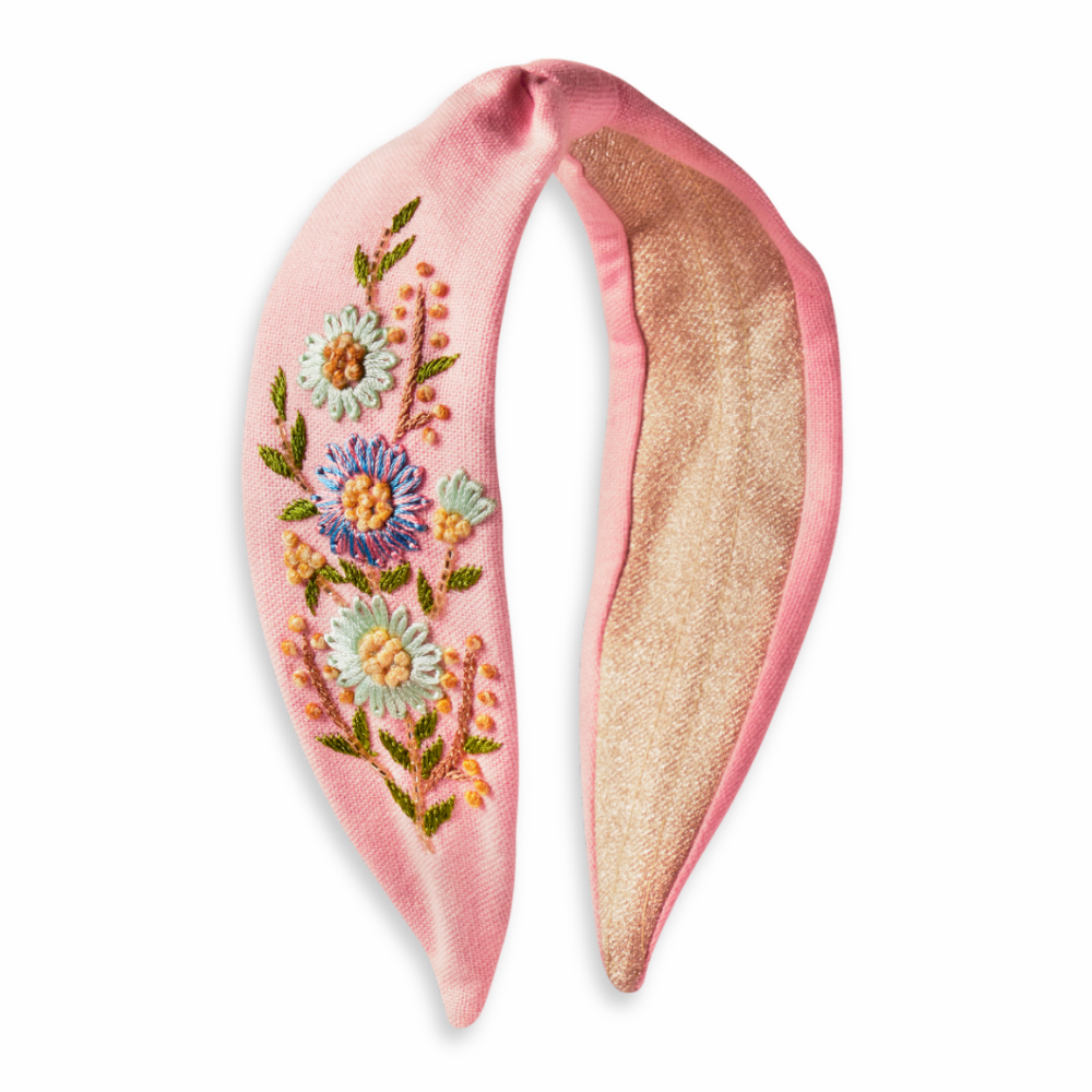 Perfect Posie Embroidered Headband in Petal