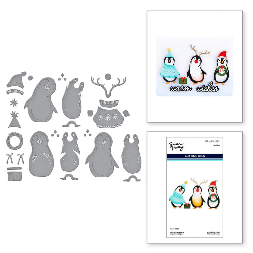 Playful Penguins Etched Dies | Simon Hurley's Let it Snow
