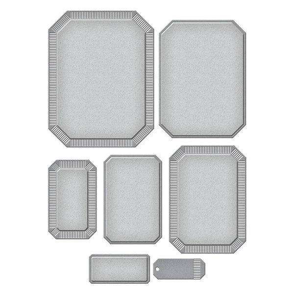 Emerald Cut Labels and Tag Etched Nesting Dies