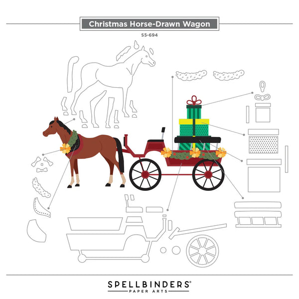 Christmas Horse-Drawn Wagon Etched Dies | Country Christmas Collection