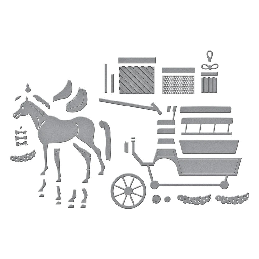 Christmas Horse-Drawn Wagon Etched Dies | Country Christmas Collection