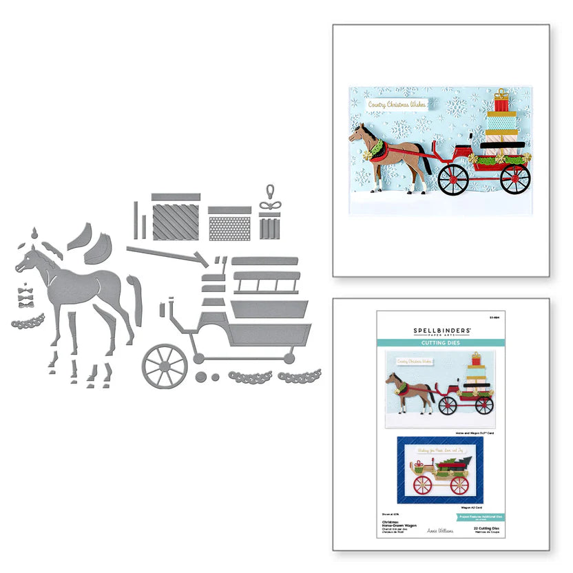 Christmas Horse-Drawn Wagon Etched Dies | Country Christmas Collection