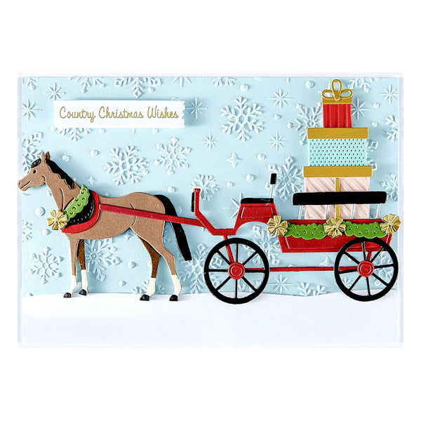 Christmas Horse-Drawn Wagon Etched Dies | Country Christmas Collection