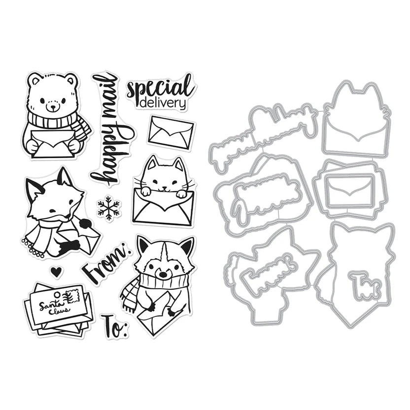 Winter Mail Critters Stamp + Die Bundle