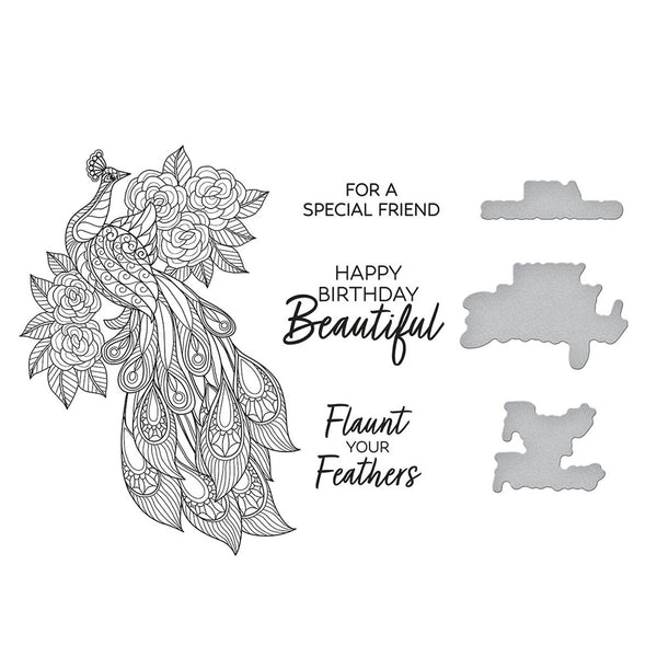 Elegant Peacock Press Plate + Die Set | Dawn Bibby's Peacock Paradise