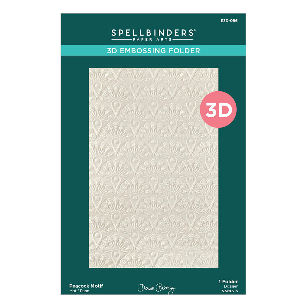 Peacock Motif 3D Embossing Folder | Peacock Paradise by Dawn Bibby