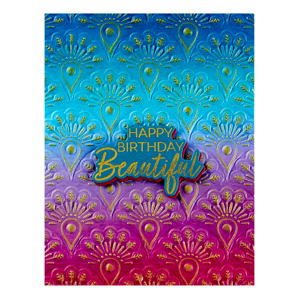 Peacock Motif 3D Embossing Folder | Peacock Paradise by Dawn Bibby