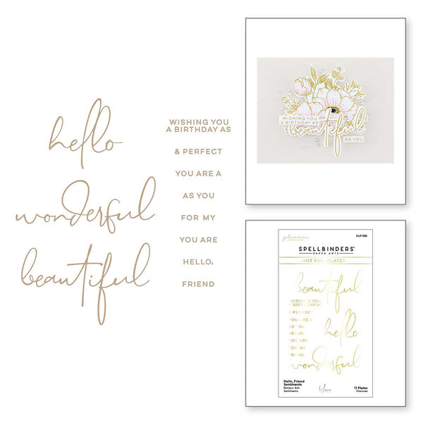 Hello, Friend Sentiments Hot Foil Plate {Glimmer} | Yana Smakula's Anemone Blooms Collection