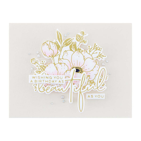 Hello, Friend Sentiments Hot Foil Plate {Glimmer} | Yana Smakula's Anemone Blooms Collection