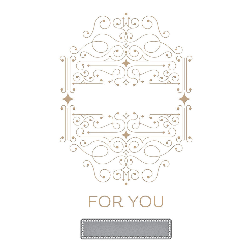 Four Petal Scroll Label Hot Foil Plate + Die Set {Glimmer} | Four Petal Collection