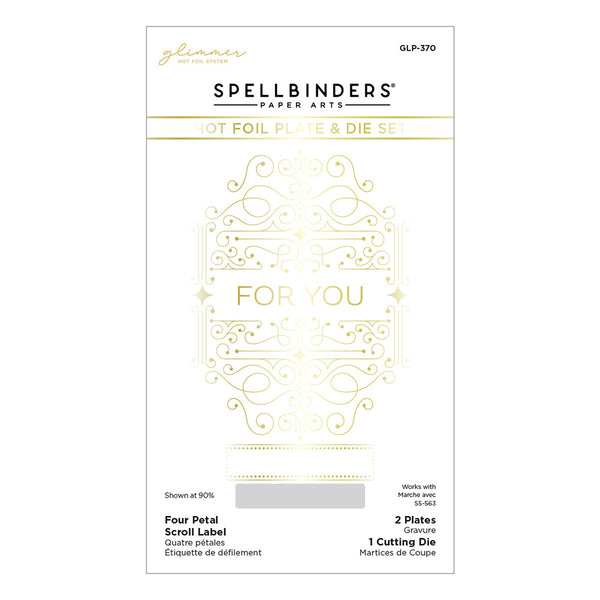 Four Petal Scroll Label Hot Foil Plate + Die Set {Glimmer} | Four Petal Collection