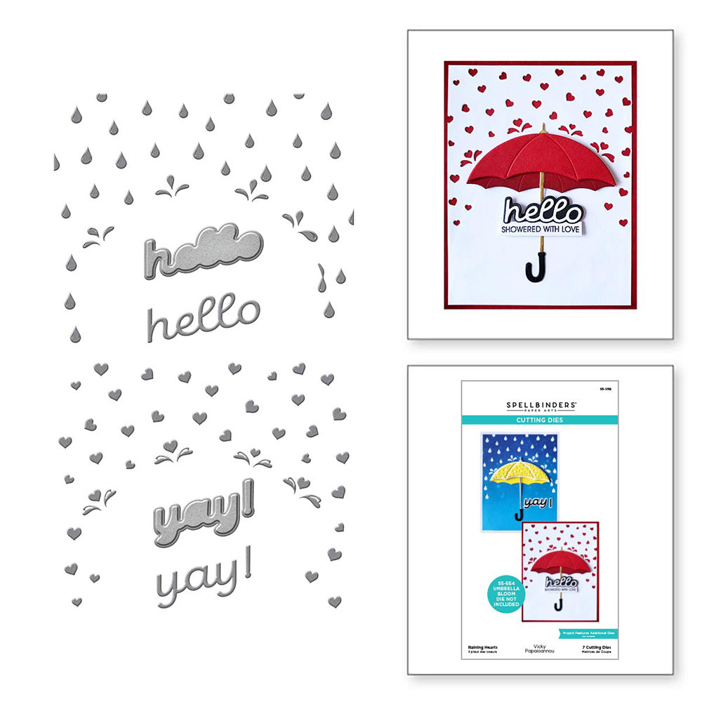 Raining Hearts Etched Die Set | Showered with Love by Vicky Papaioannou