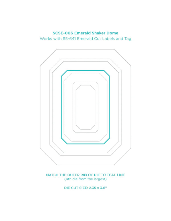 Emerald Cut Shaker Domes 6pk