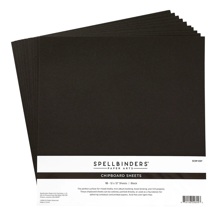 Black Chipboard 12x12 Sheets 10pk