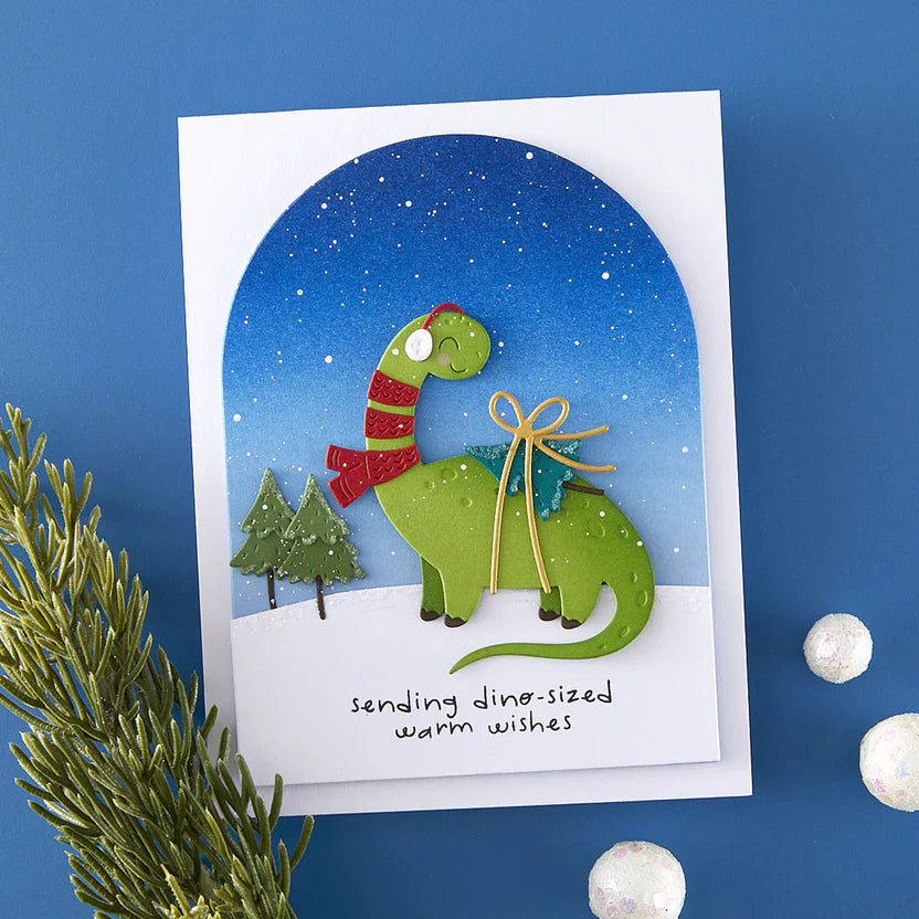 Dino-Sized Holiday Clear Stamp + Die Set | Independent Exclusive