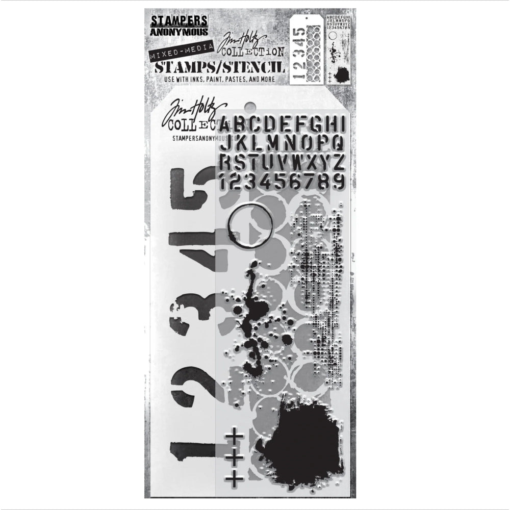 Grunged + Number/Ringer Stamp + Stencil Set No. 22 | Tim Holtz
