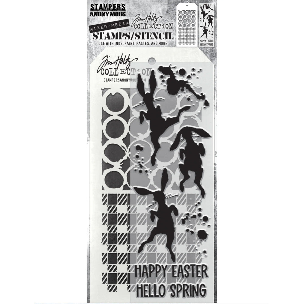 Bunny Hop + Ringer/Gingham Stamp + Stencil Set No. 83 | Tim Holtz