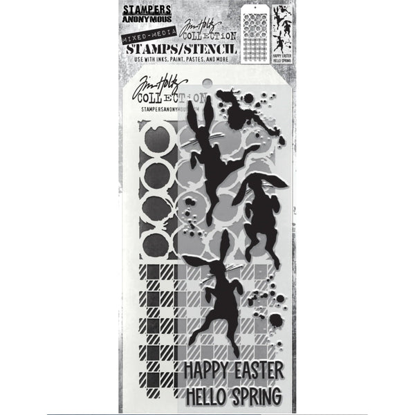 Bunny Hop + Ringer/Gingham Stamp + Stencil Set No. 83 | Tim Holtz