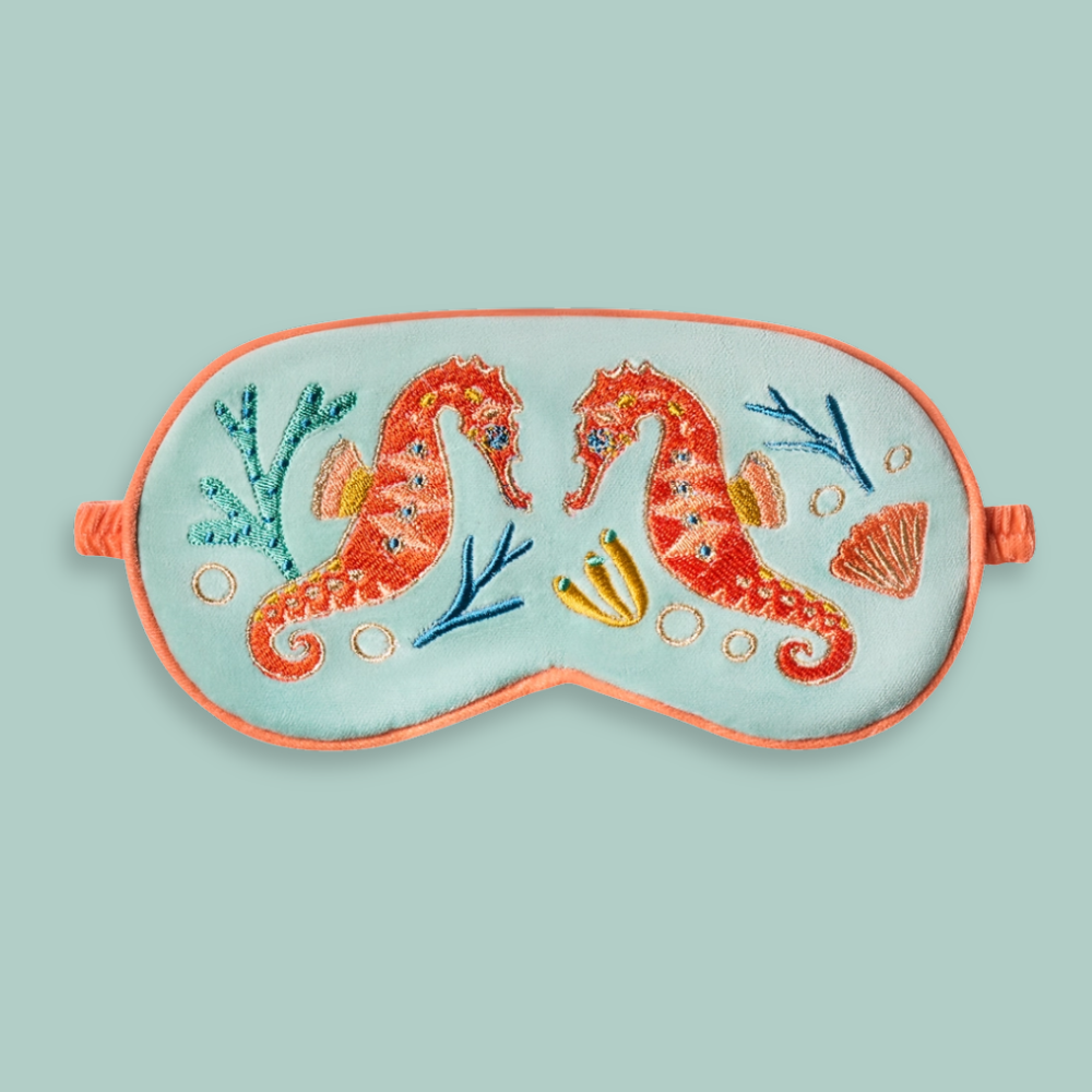 Sparkling Seahorse Lavender-Infused Eye Mask in Aqua